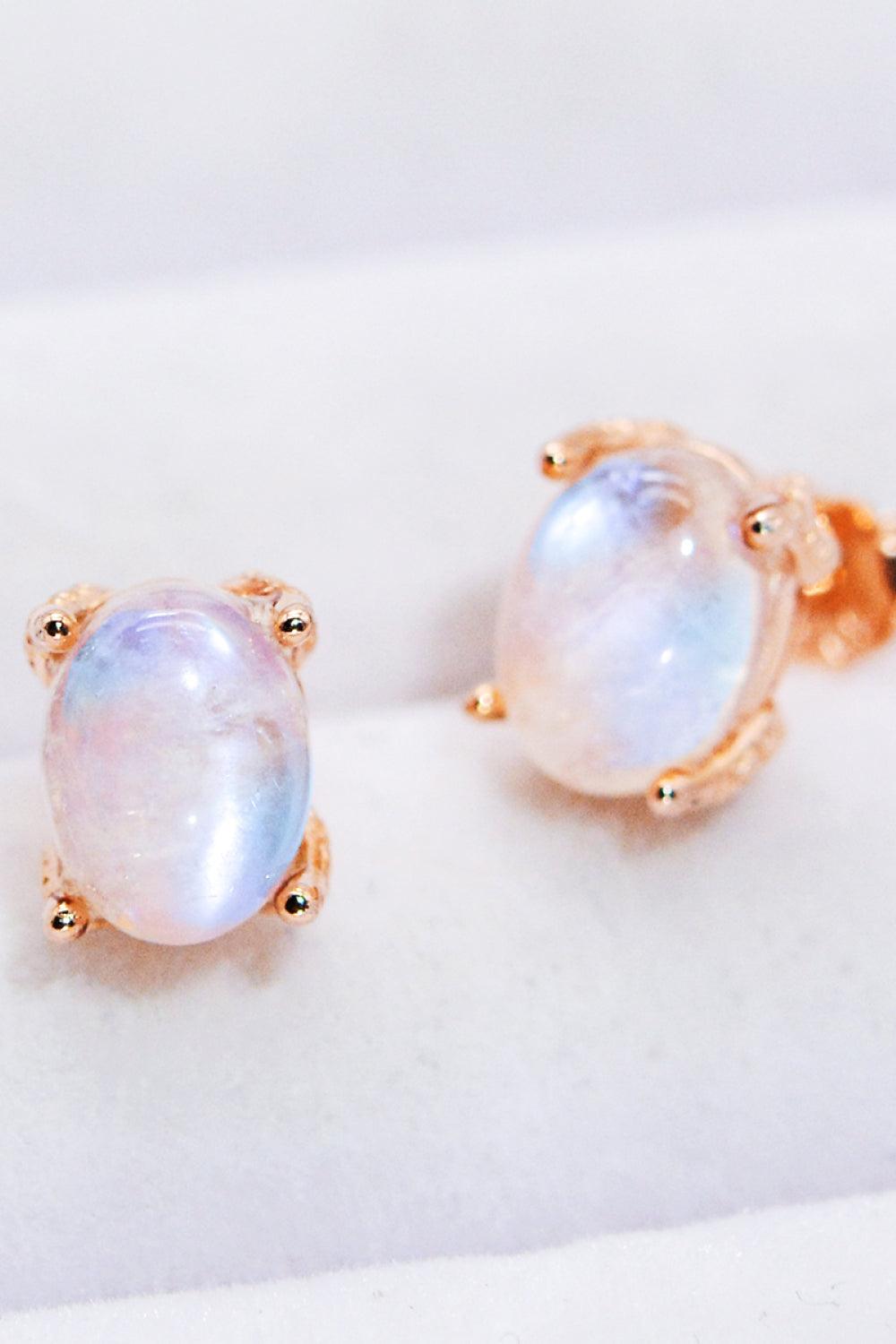 Natural Moonstone 4-Prong Stud Earrings Carauana Store