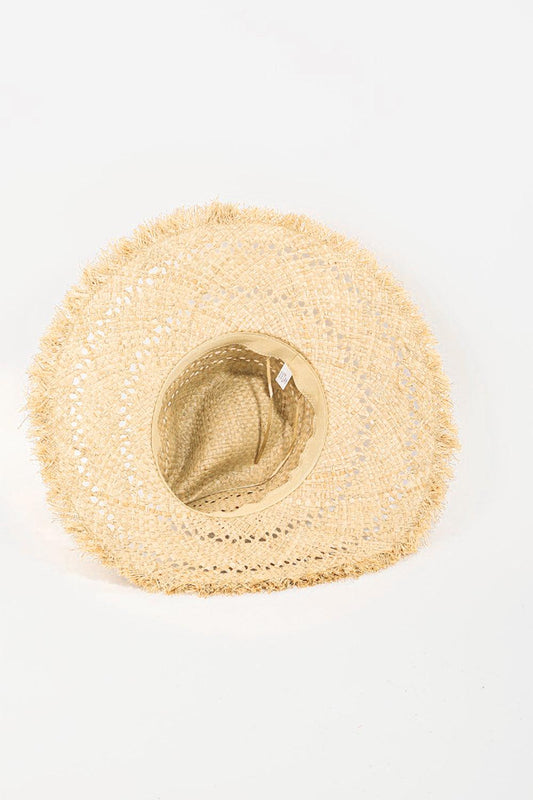 Fame Openwork Raw Hem Weave Hat Carauana Store