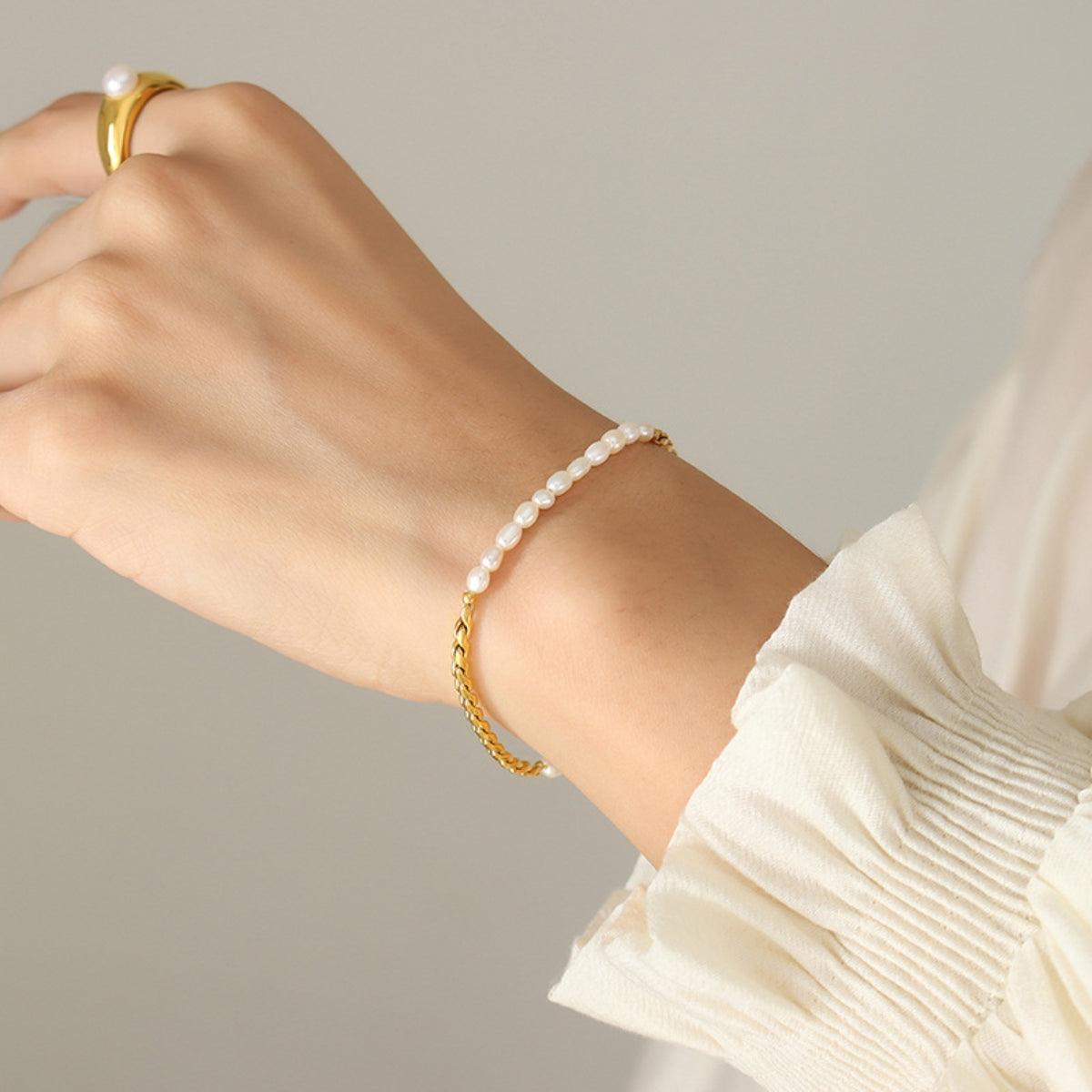 Freshwater Pearl Titanium Steel Bracelet Carauana Store