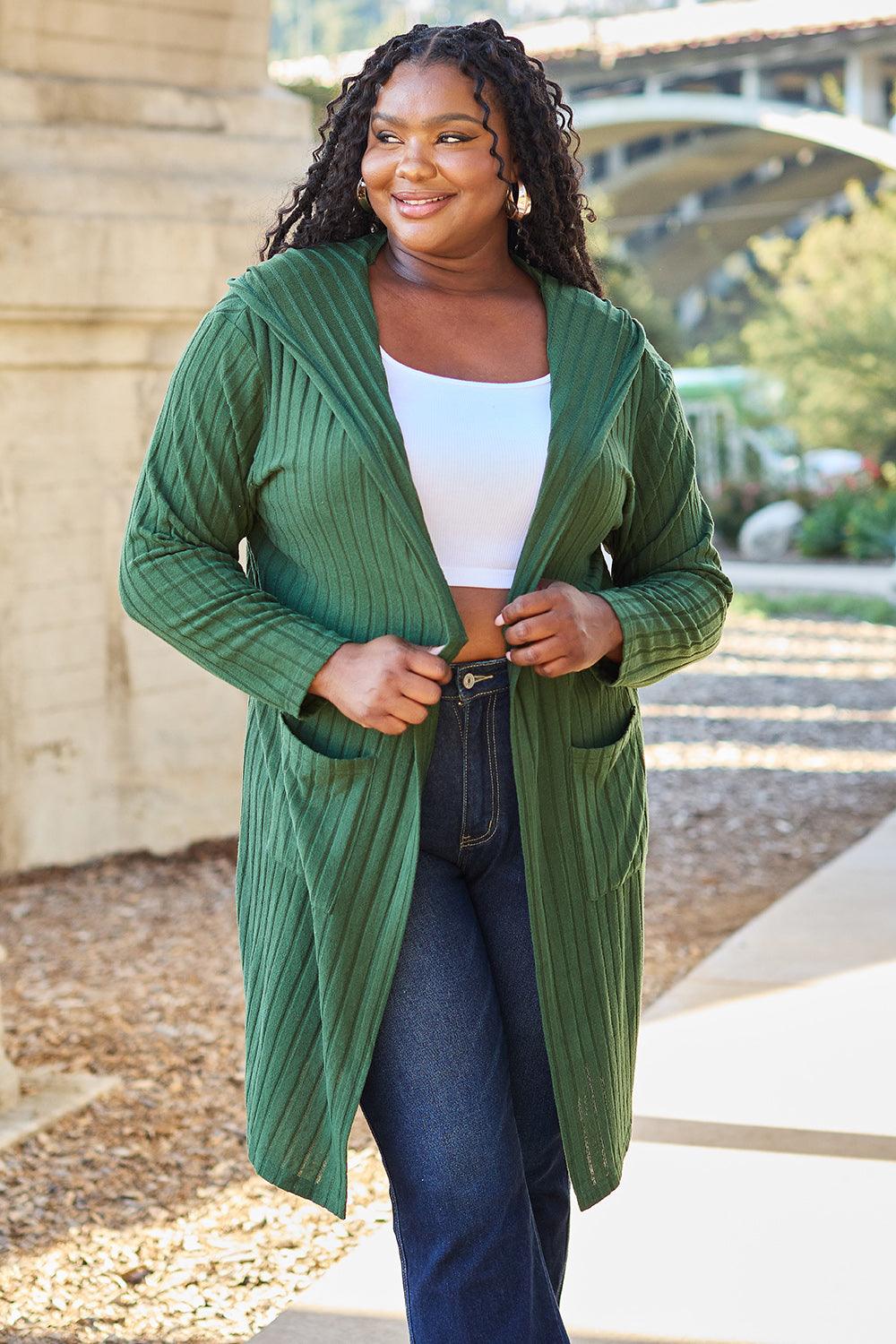 Basic Bae Full Size Hooded Sweater Cardigan Carauana Store
