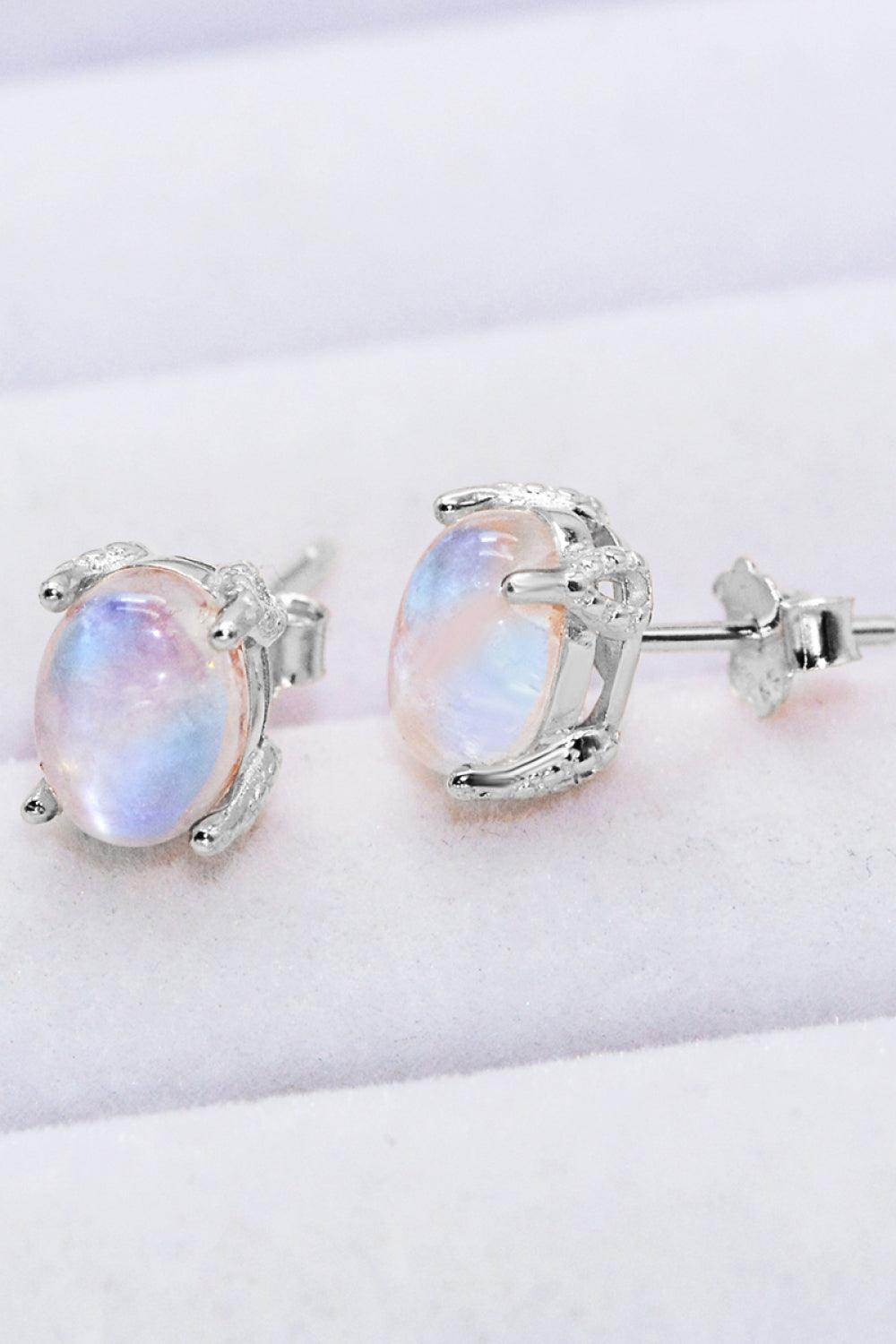 Natural Moonstone 4-Prong Stud Earrings Carauana Store
