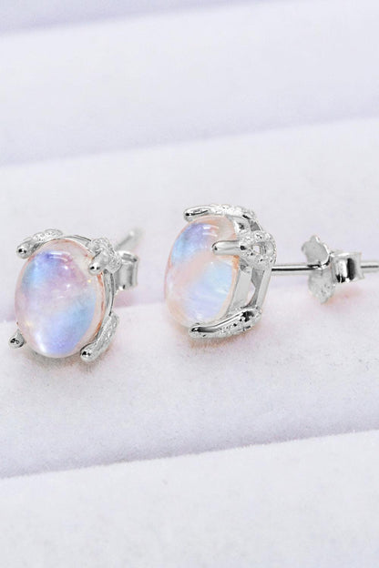 Natural Moonstone 4-Prong Stud Earrings Carauana Store