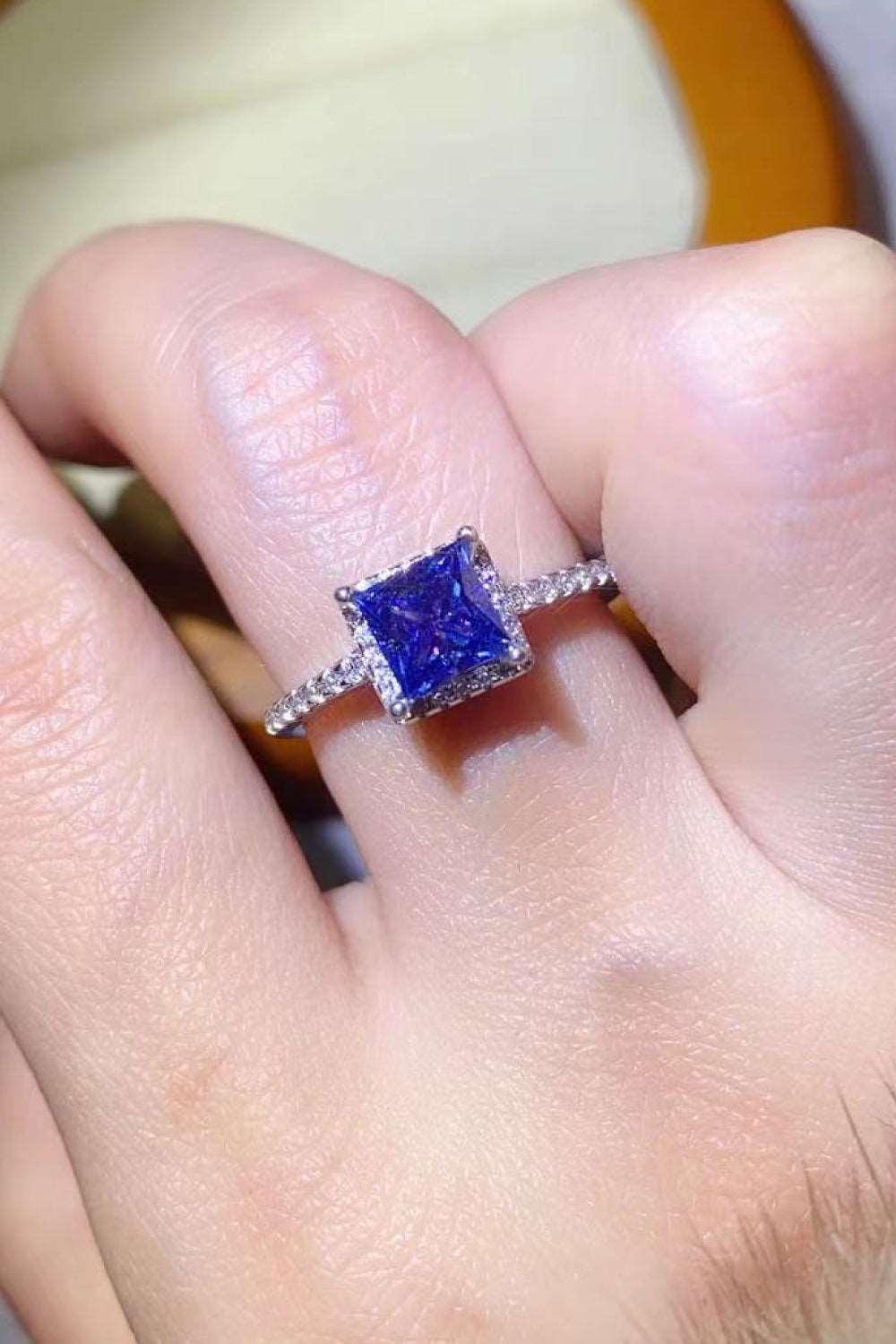 1 Carat Moissanite 925 Sterling Silver Square Ring Carauana Store