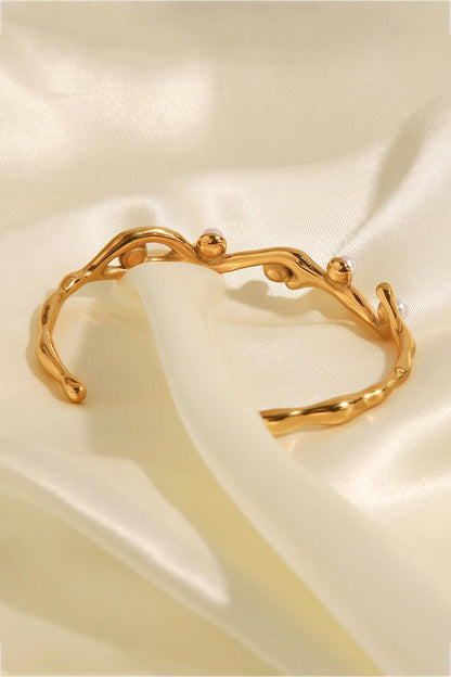 Inlaid Synthetic Pearl Open Bracelet Carauana Store