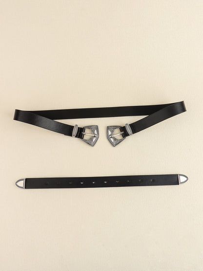Double Buckle PU Leather Belt Carauana Store