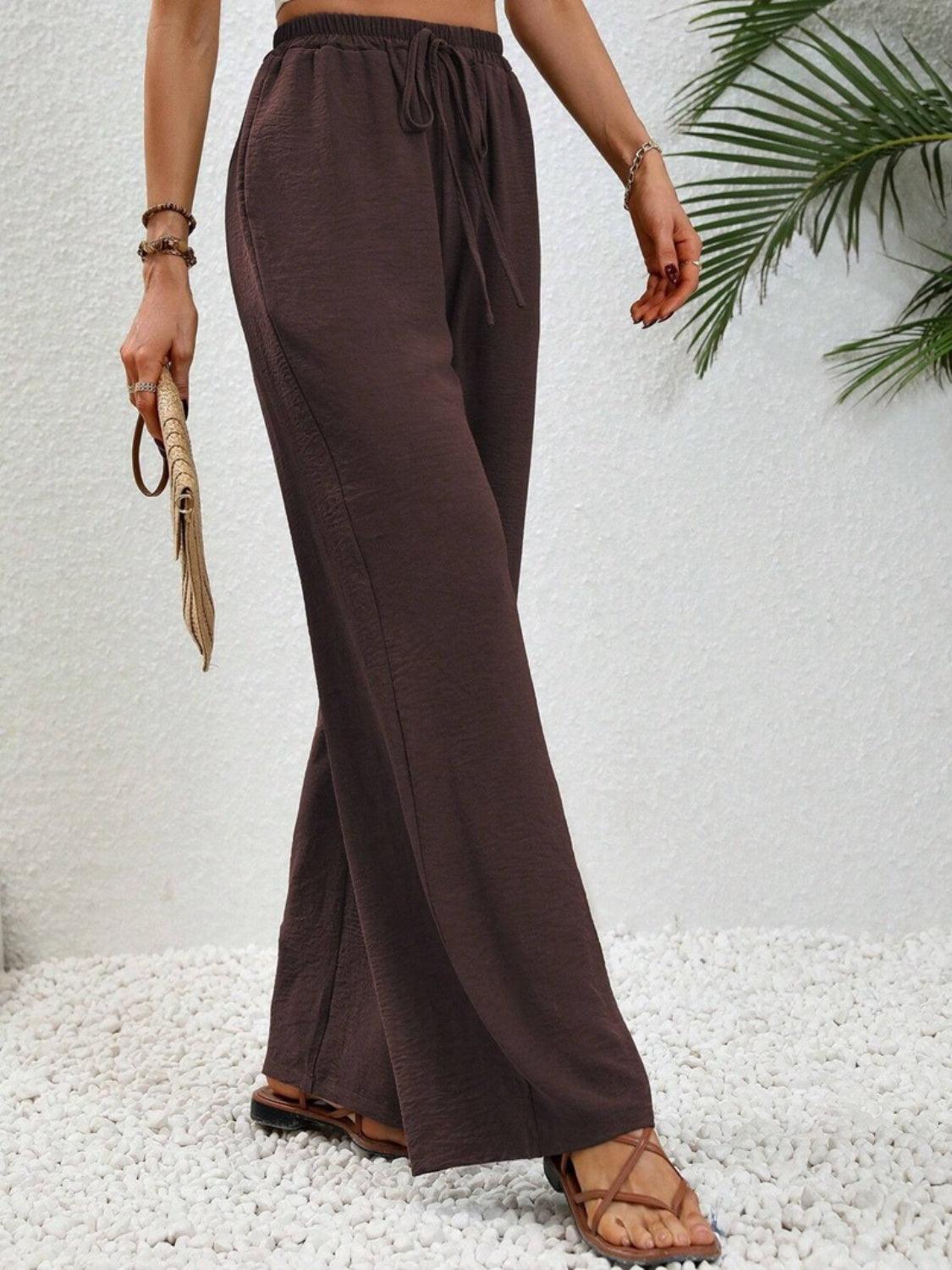Wide Leg Drawstring Pants Carauana Store