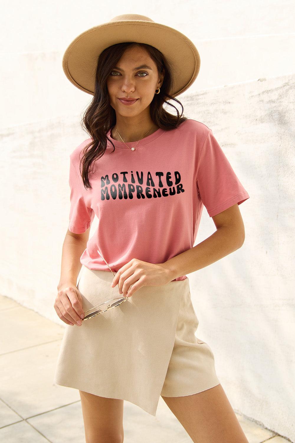 Simply Love Full Size MOTIVATED MOMPRENEUR Short Sleeve T-Shirt Carauana Store