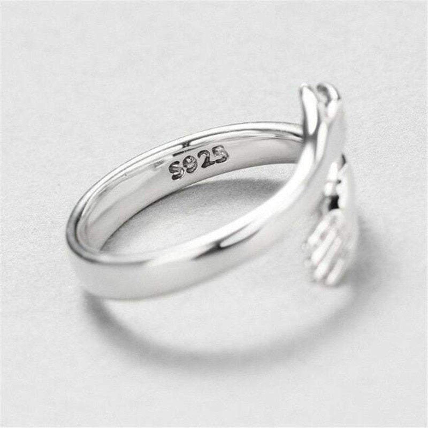 Hug Shape 925 Sterling Silver Bypass Ring Carauana Store