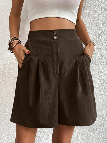 High Waist Shorts with Pockets CaRaUaNa Fashion
