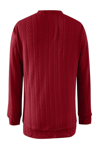 Full Size Textured Open Front Long Sleeve Cardigan Carauana Store