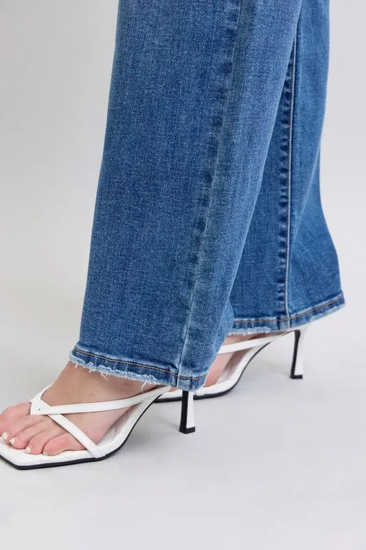 Judy Blue Full Size High Waist V-Front Vintage Wash Straight Jeans Plus Size Carauana Store
