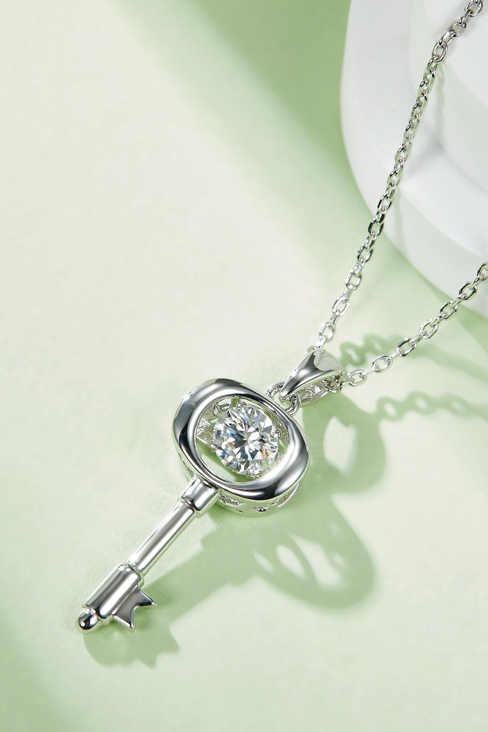 Adored Moissanite Key Pendant Necklace CaRaUaNa Fashion