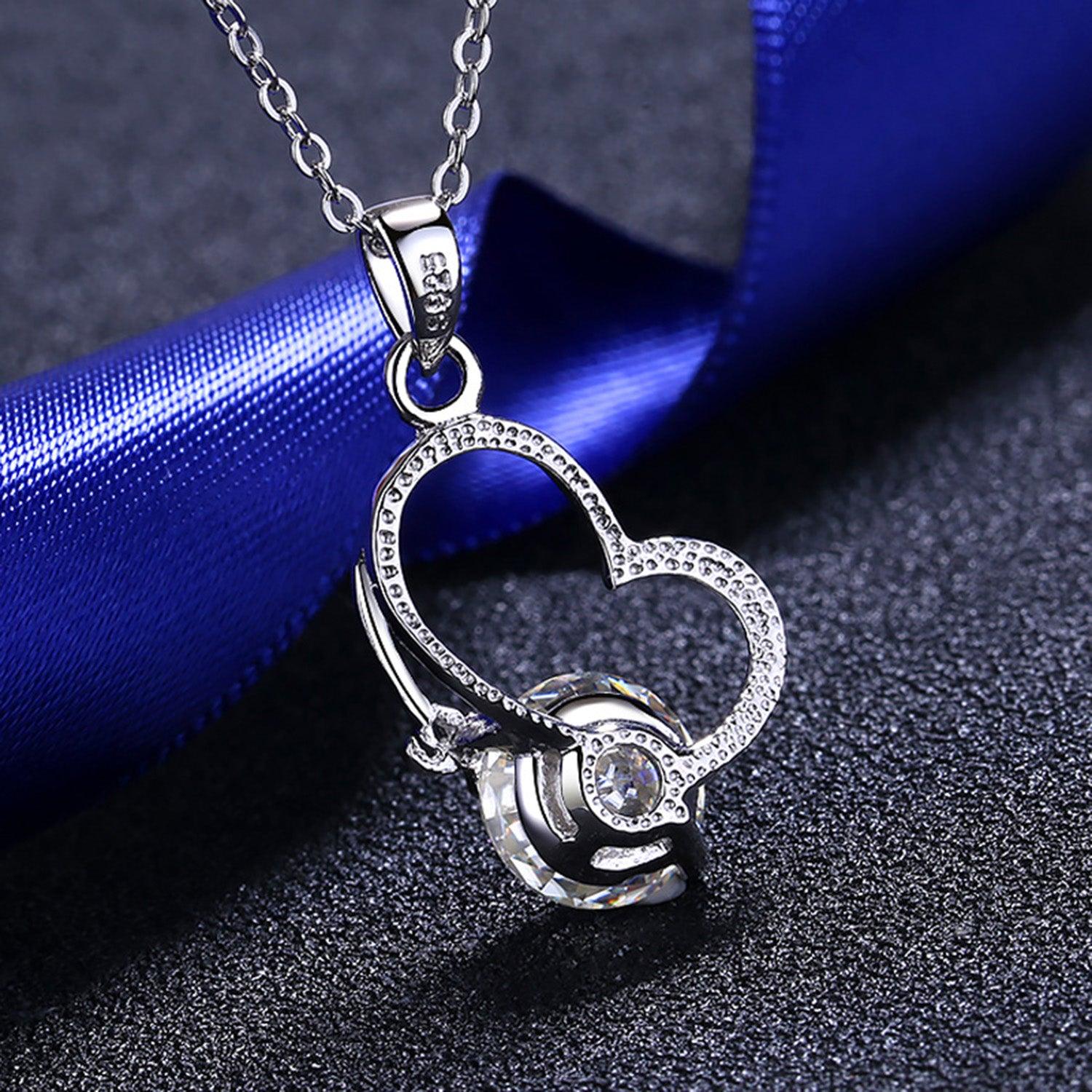 2 Carat Moissanite Heart 925 Sterling Silver Necklace Carauana Store