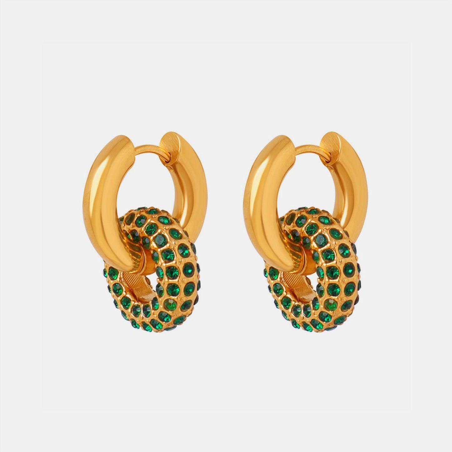 Titanium Steel Inlaid Zircon Double-Hoop Earrings Carauana Store