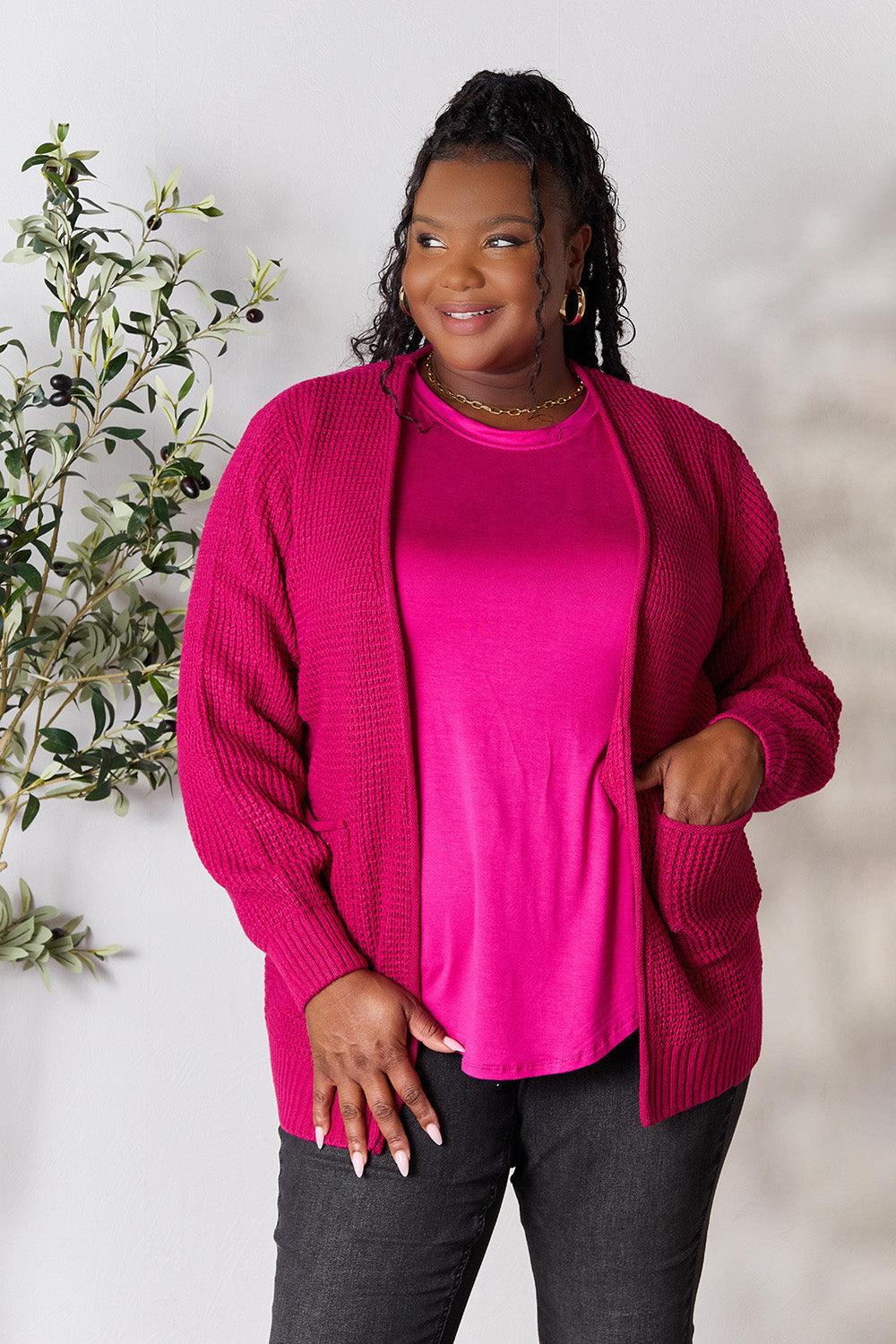 Zenana Full Size Waffle-Knit Open Front Cardigan Carauana Store