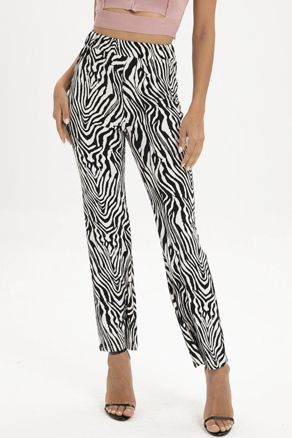 Zebra Print Straight Leg Pants Carauana Store