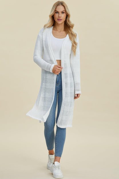 Double Take Full Size Open Front Longline Cardigan Carauana Store