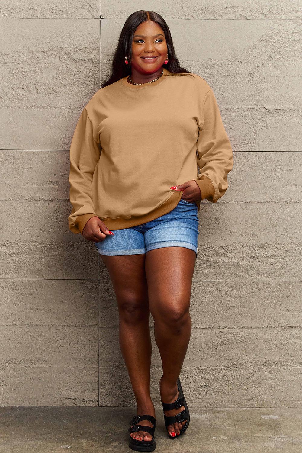 Simply Love Full Size ENJOY THE LITTLE THINGS Round Neck Sweatshirt Carauana Store