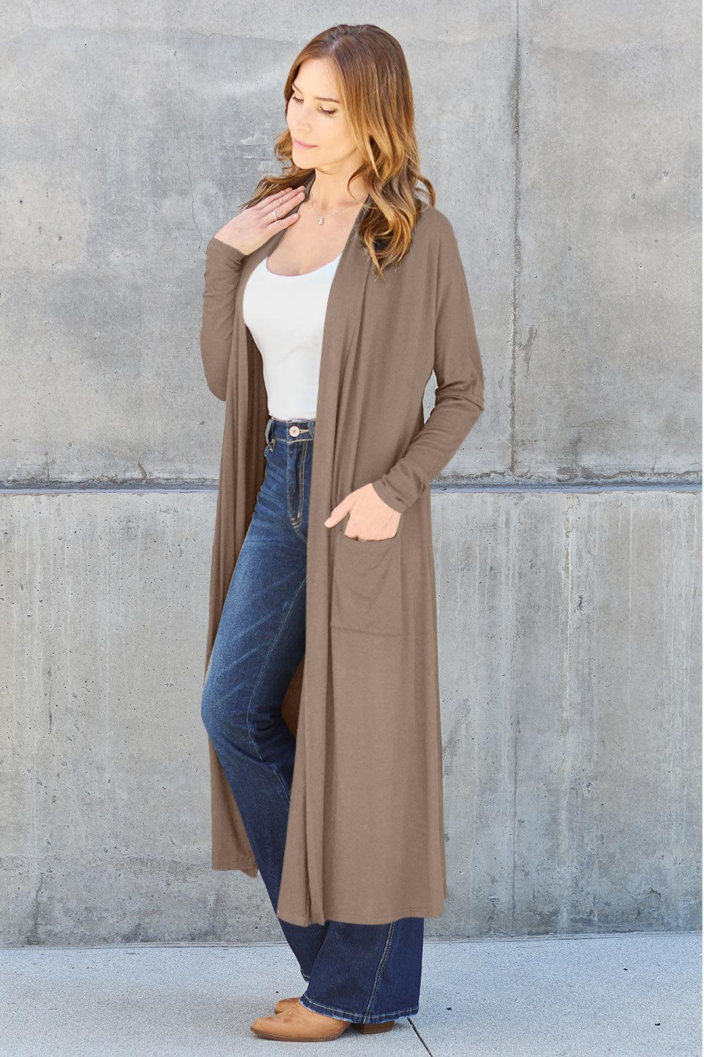 Basic Bae Full Size Open Front Long Sleeve Cover Up Carauana Store