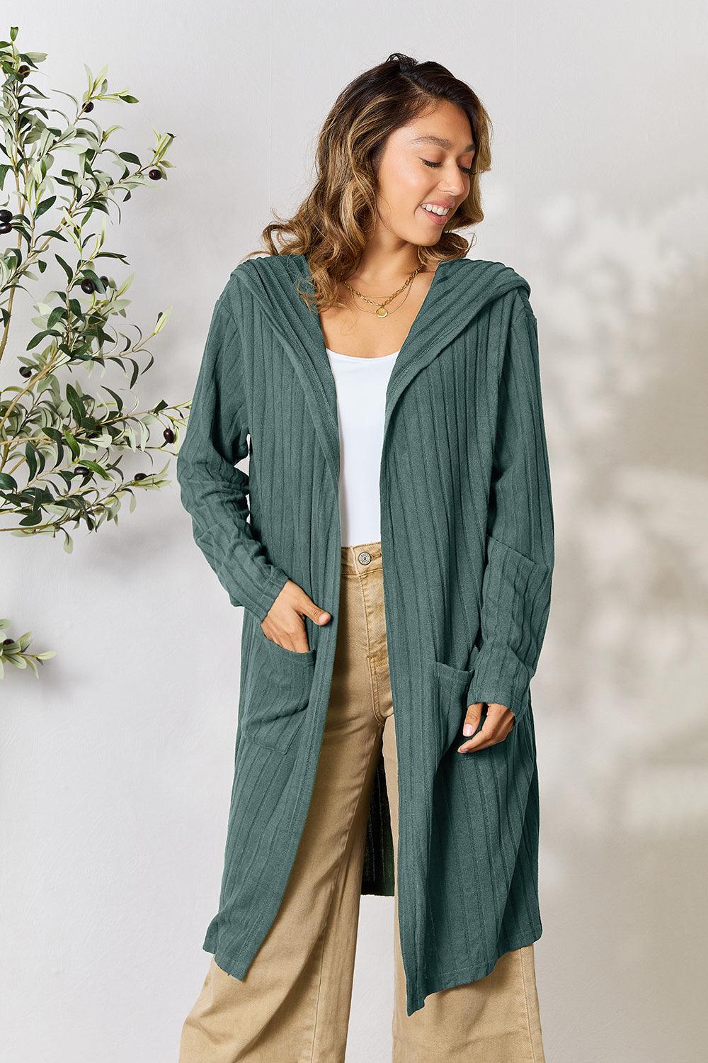 Basic Bae Full Size Hooded Sweater Cardigan Carauana Store