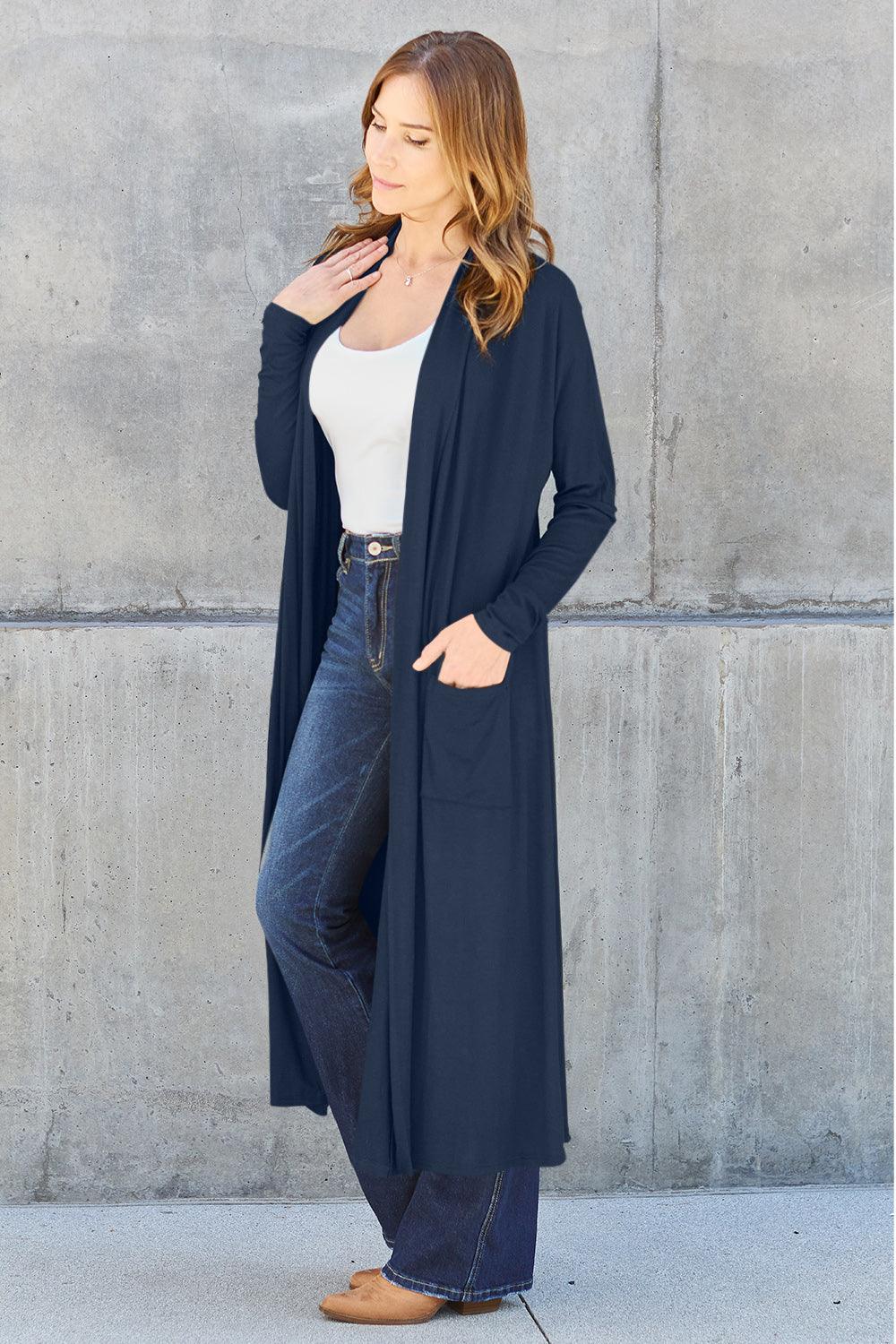 Basic Bae Full Size Open Front Long Sleeve Cover Up Carauana Store