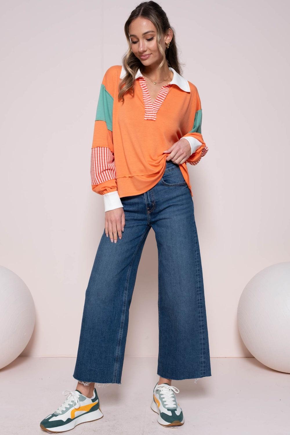 Hailey & Co Color Block Top with Striped Panel Carauana Store
