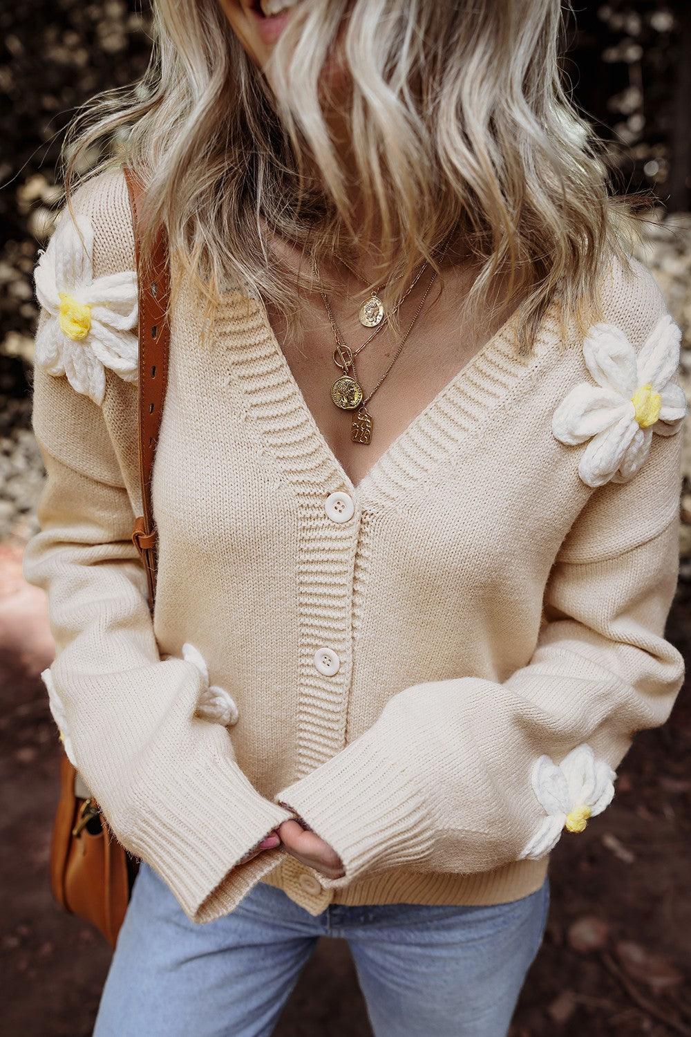 Flower Dropped Shoulder Long Sleeve Cardigan Carauana Store