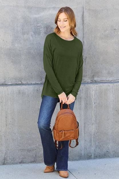 Basic Bae Full Size Round Neck Dropped Shoulder T-Shirt Carauana Store