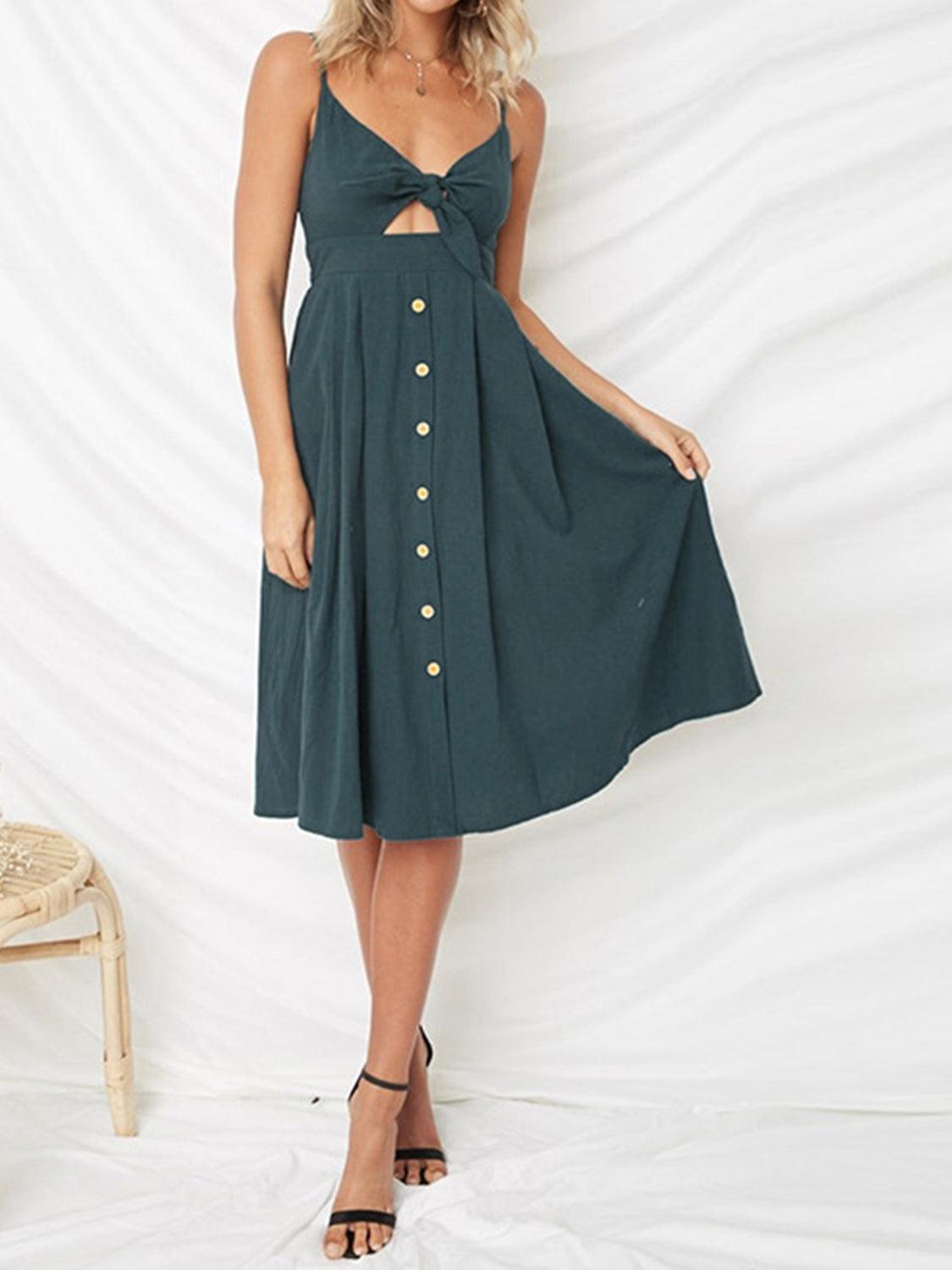 Cutout Smocked Sweetheart Neck Cami Dress Carauana Store