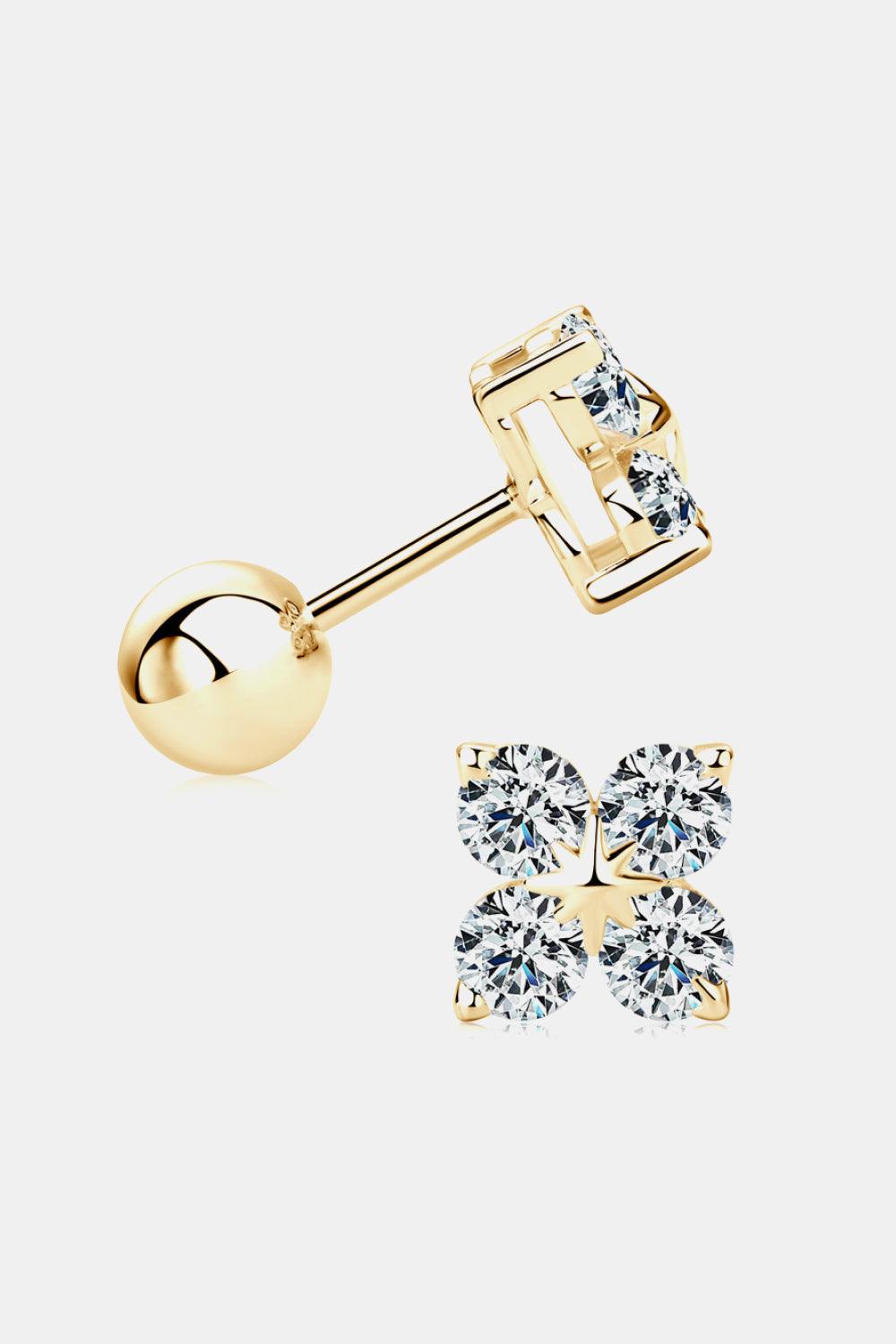Moissanite 925 Sterling Silver Four-Leaf Clover Shape Earrings Carauana Store