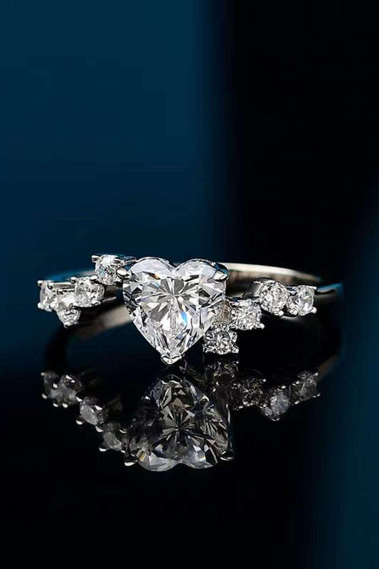 1 Carat Moissanite Heart 925 Sterling Silver Ring Carauana Store