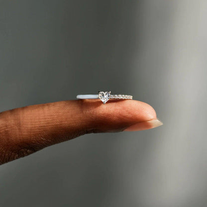 Heart Shape Inlaid Zircon Enamel Ring Carauana Store