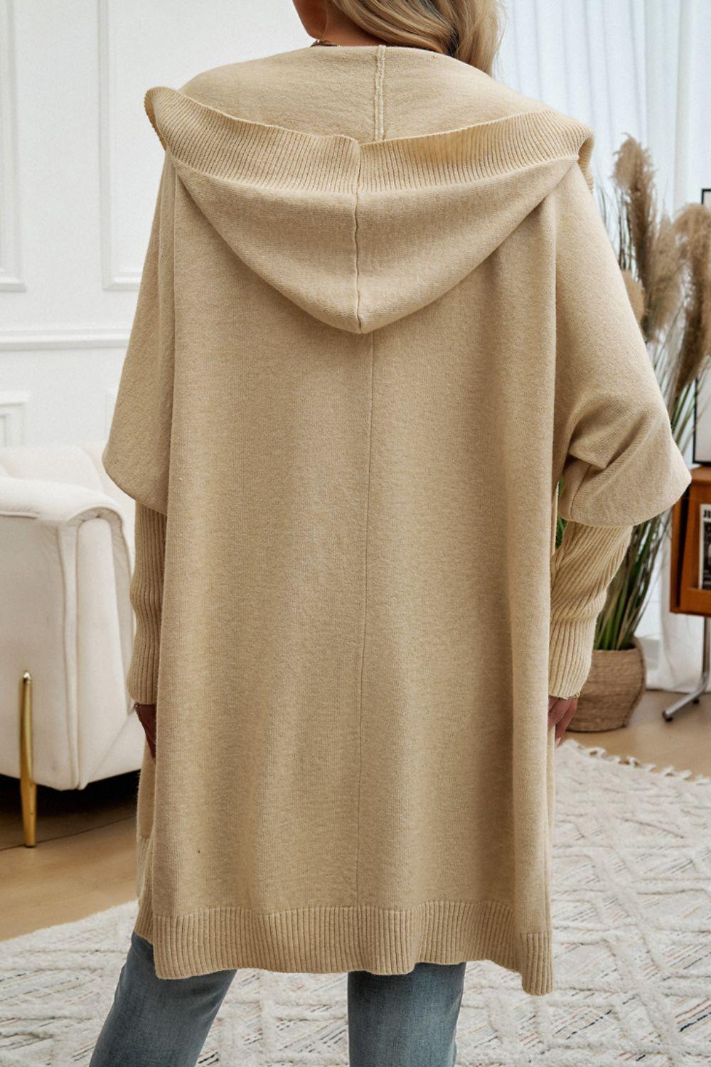 Devine Button Up Long Sleeve Hooded Cardigan Carauana Store