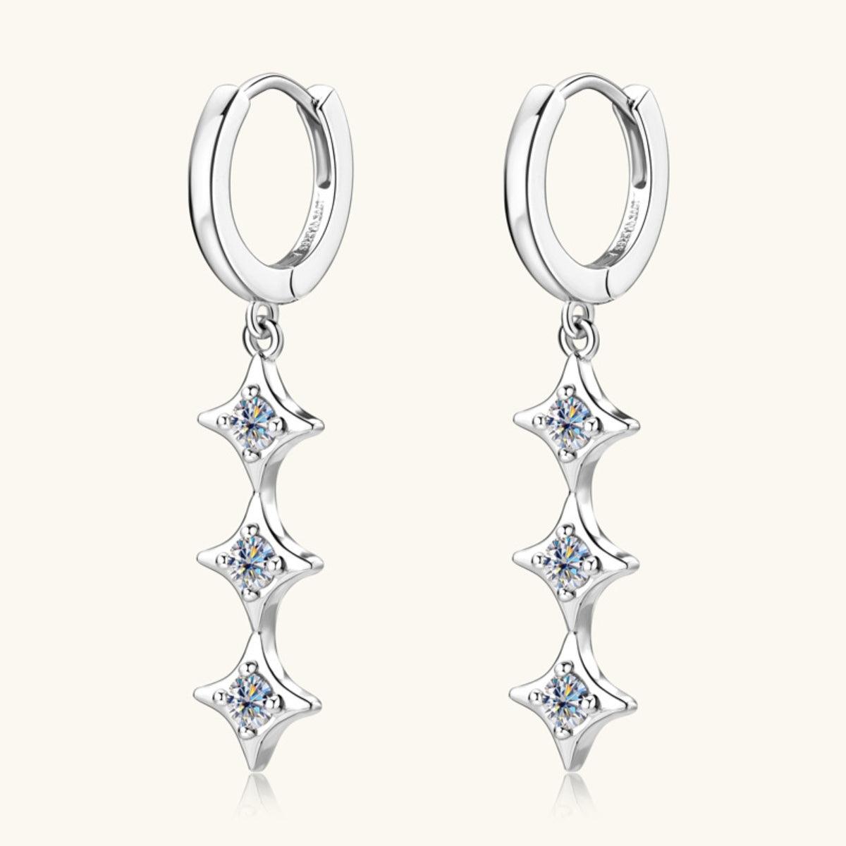 Moissanite 925 Sterling Silver Geometric Shape Earrings Carauana Store