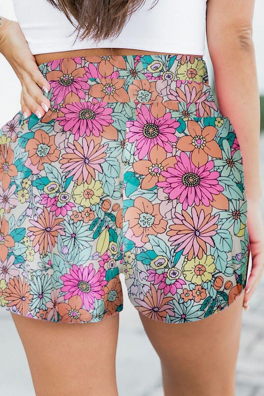 Floral Elastic Waist Shorts Carauana Store