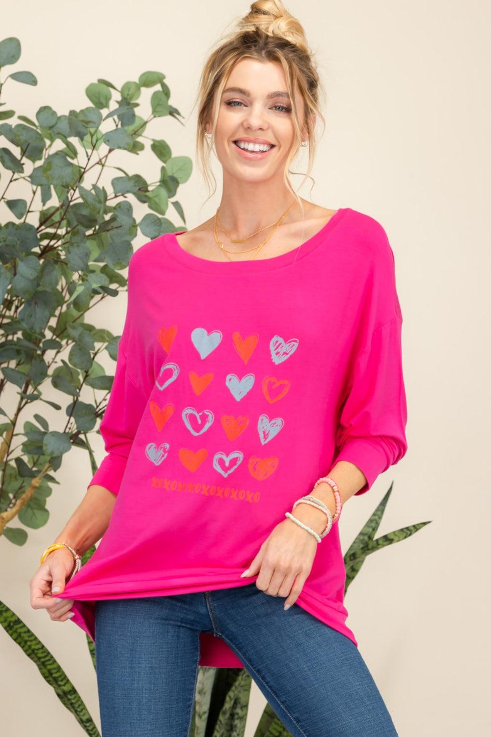 Celeste Full Size Heart Graphic Long Sleeve T-Shirt Carauana Store