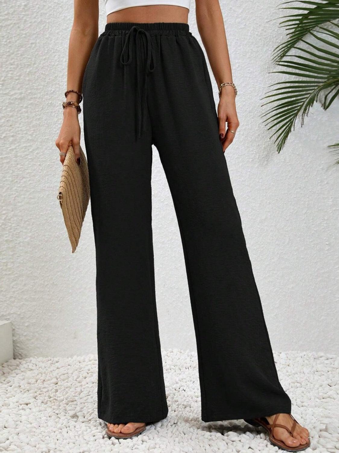 Wide Leg Drawstring Pants Carauana Store