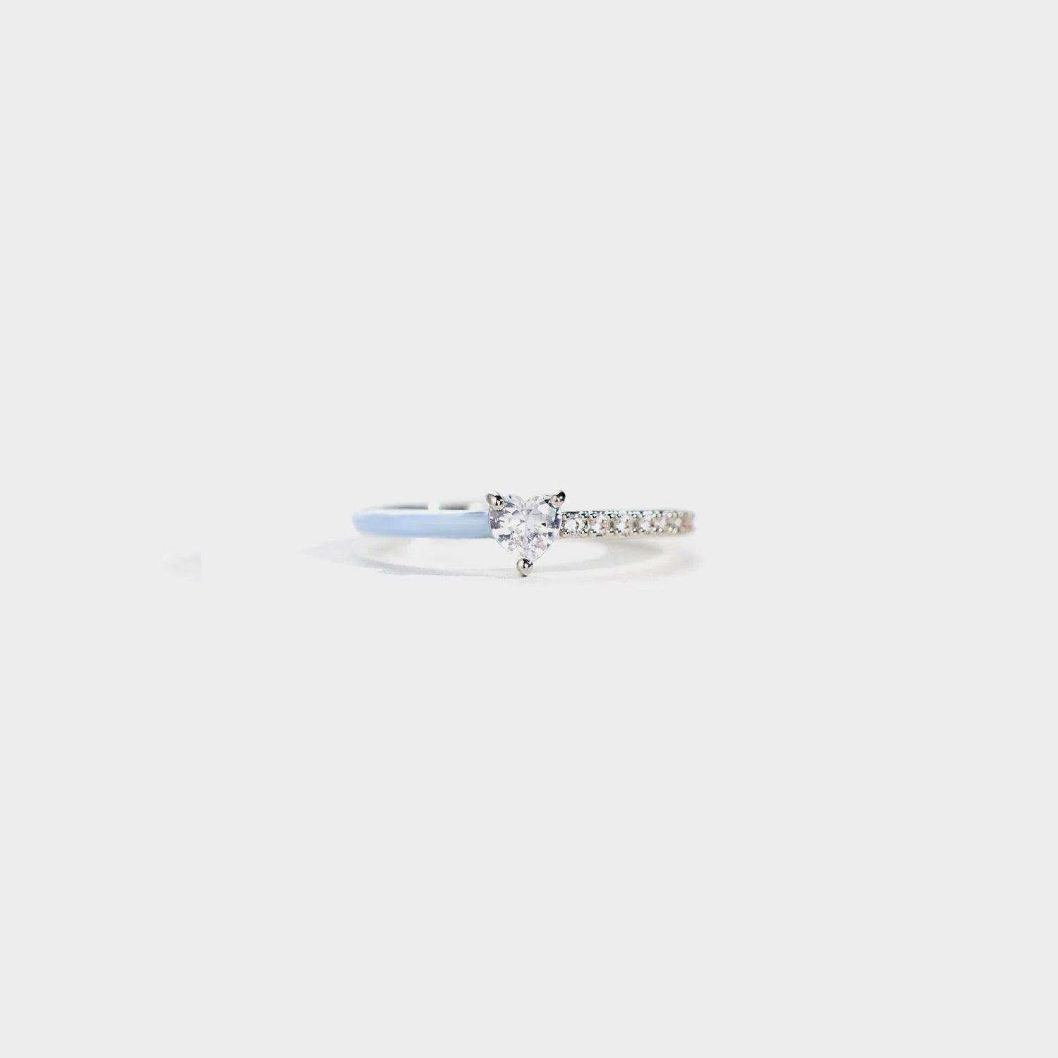 Heart Shape Inlaid Zircon Enamel Ring Carauana Store