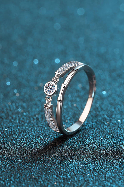 Moissanite Cutout Rhodium-Plated Ring Carauana Store
