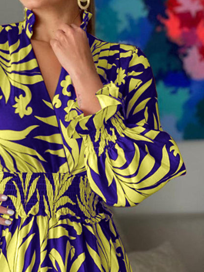 Printed Flounce Sleeve Maxi Dress Carauana Store