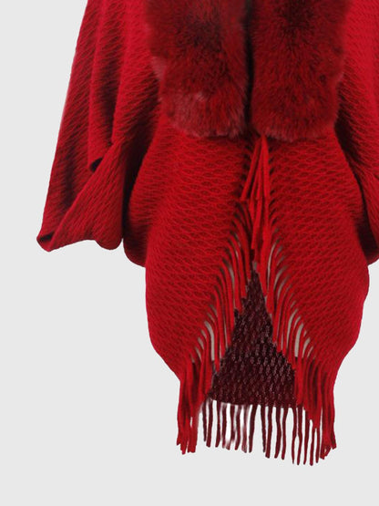 Open Front Fringe Hem Poncho Carauana Store