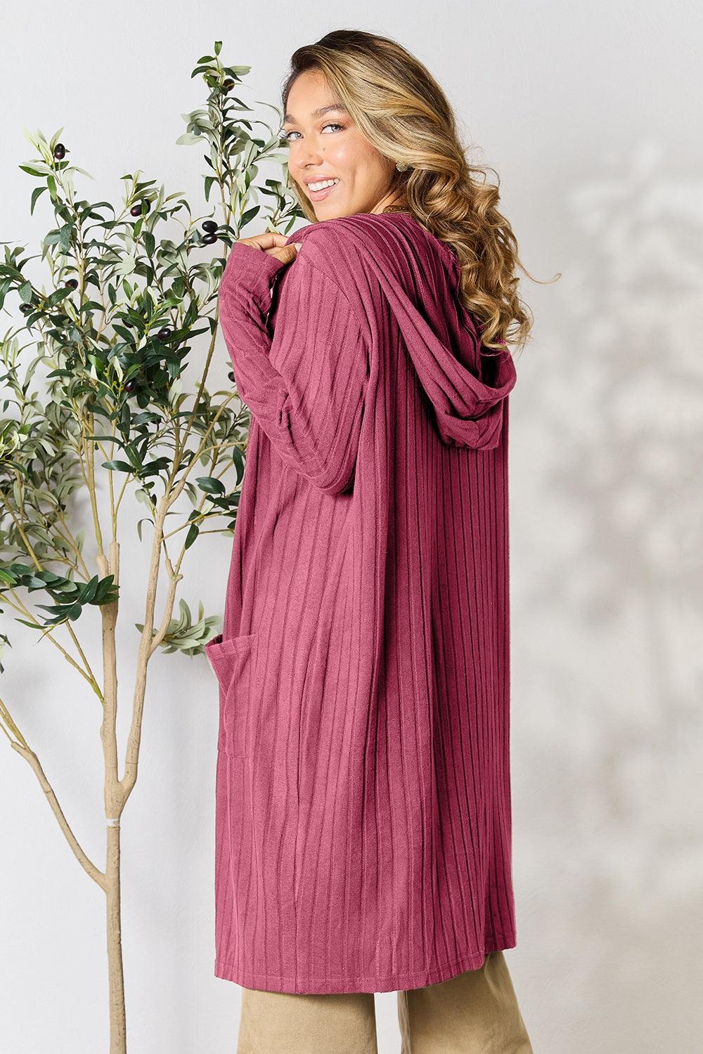Basic Bae Full Size Hooded Sweater Cardigan Carauana Store