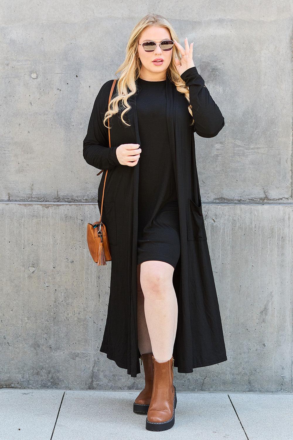 Basic Bae Full Size Open Front Long Sleeve Cover Up Carauana Store
