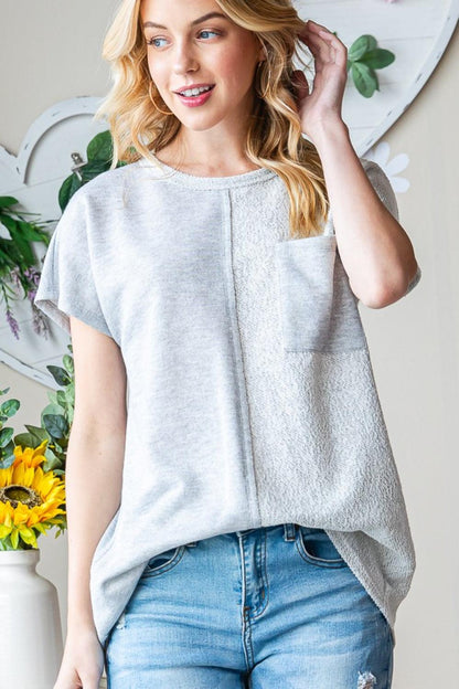 Heimish Full Size Pocketed Round Neck Short Sleeve T-Shirt Carauana Store