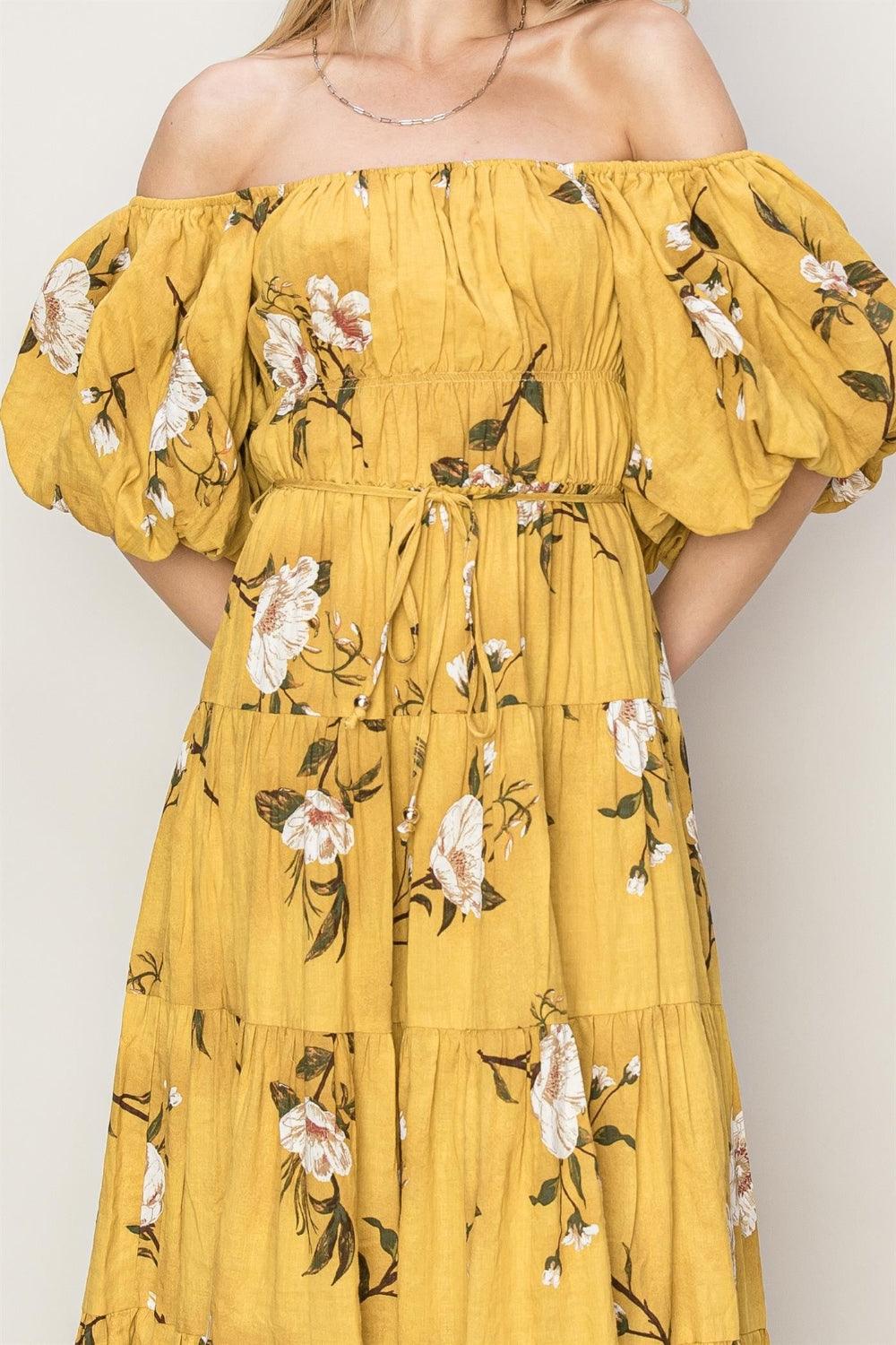 HYFVE Floral Puff Sleeve Tiered Dress Carauana Store