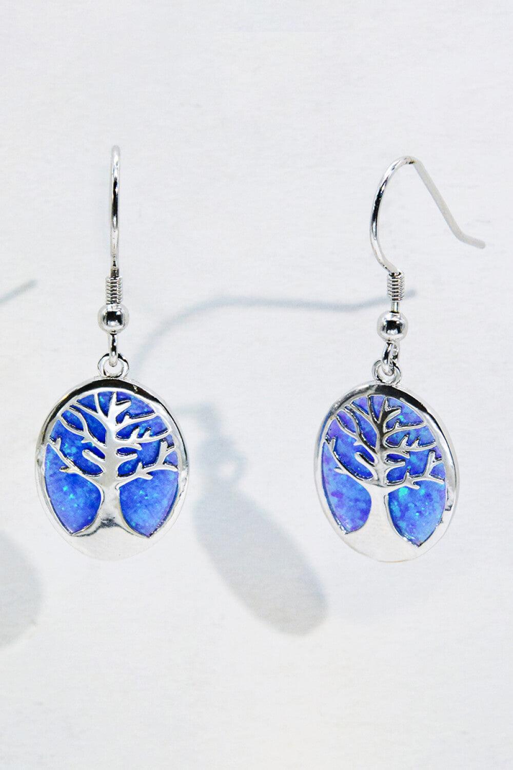 Opal Blue Platinum-Plated Drop Earrings Carauana Store