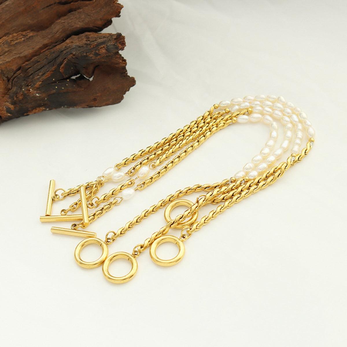 Freshwater Pearl Titanium Steel Bracelet Carauana Store