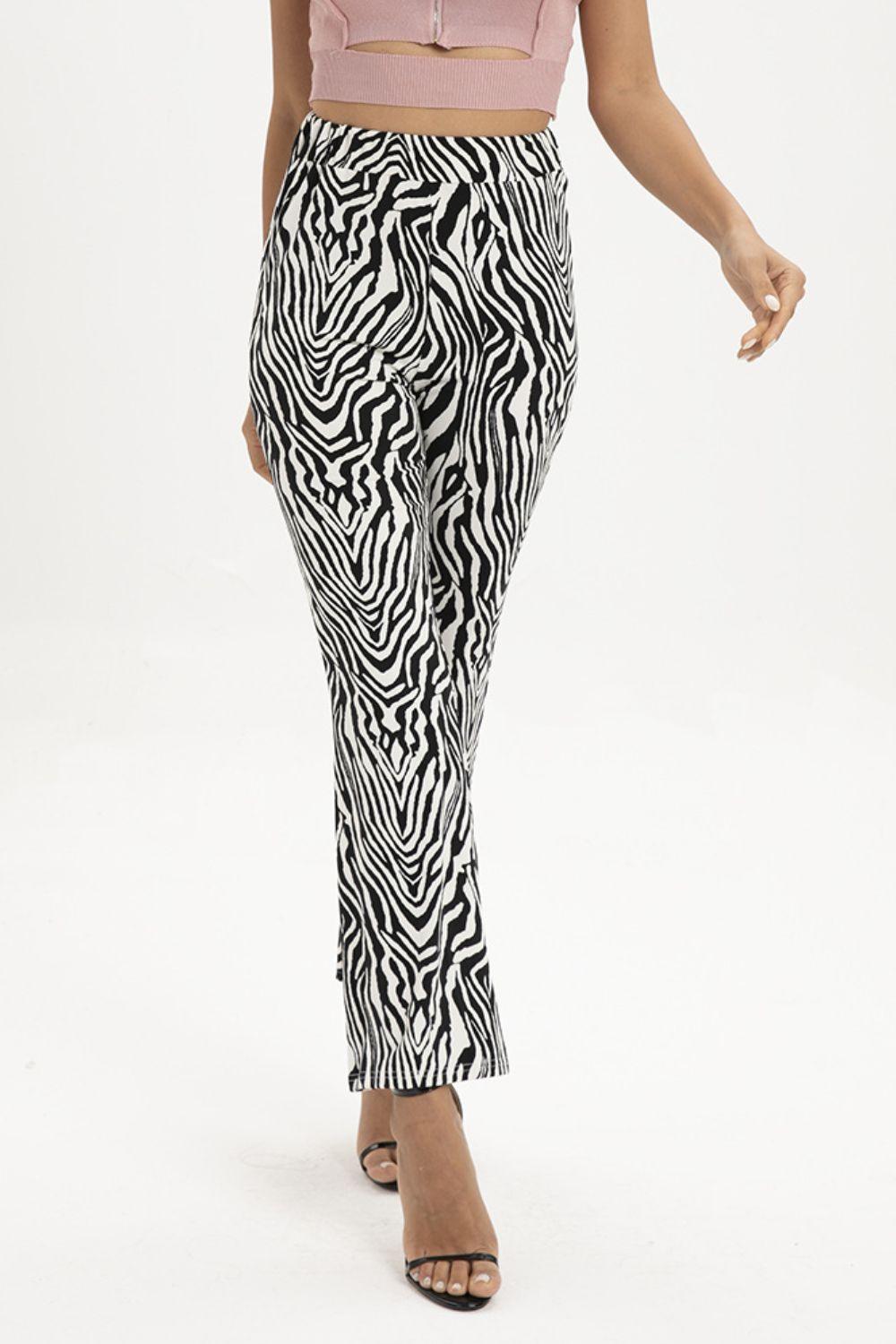 Zebra Print Straight Leg Pants Carauana Store