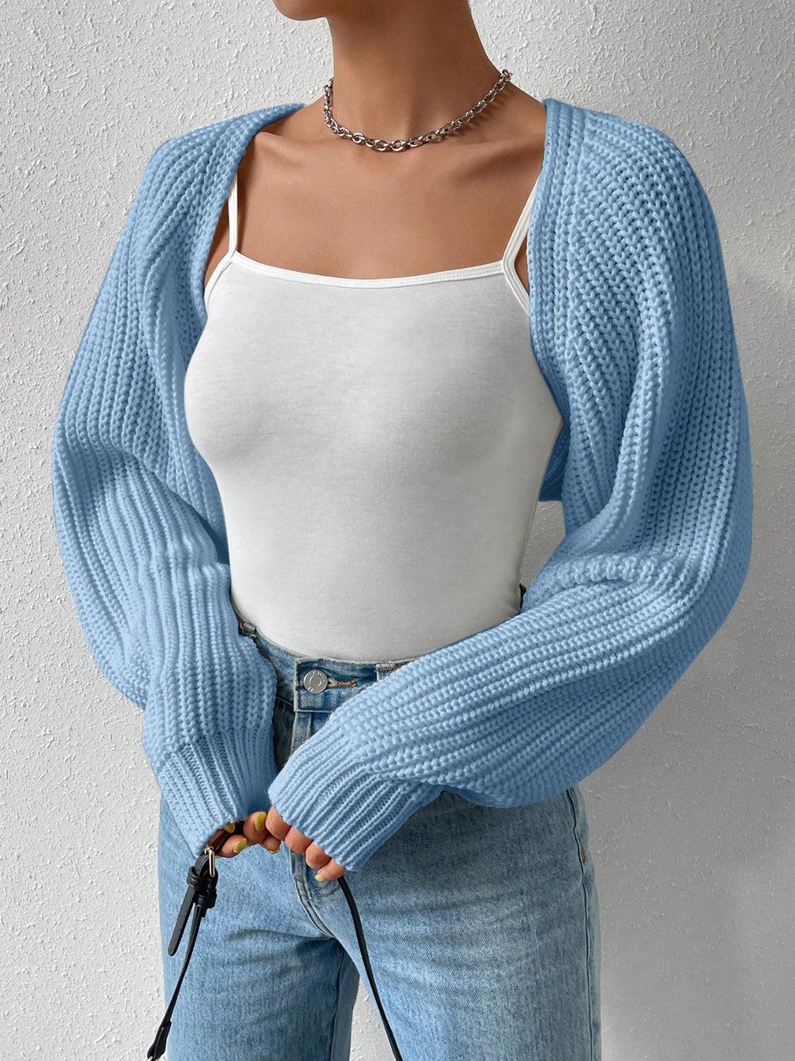 Honey Open Front Long Sleeve Cropped Cardigan Carauana Store
