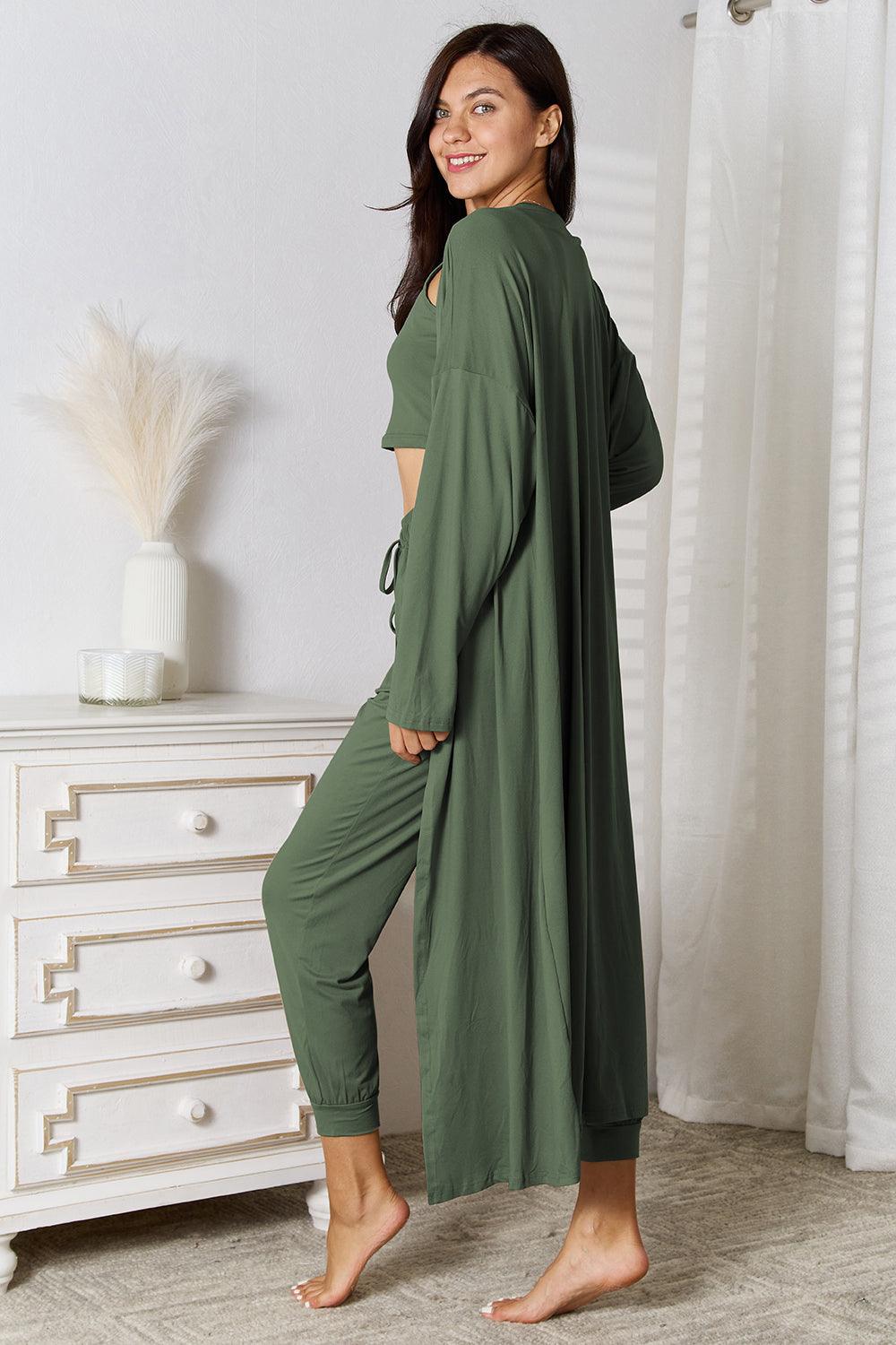 Tank, Pants, and Cardigan Set with Pockets Carauana Store